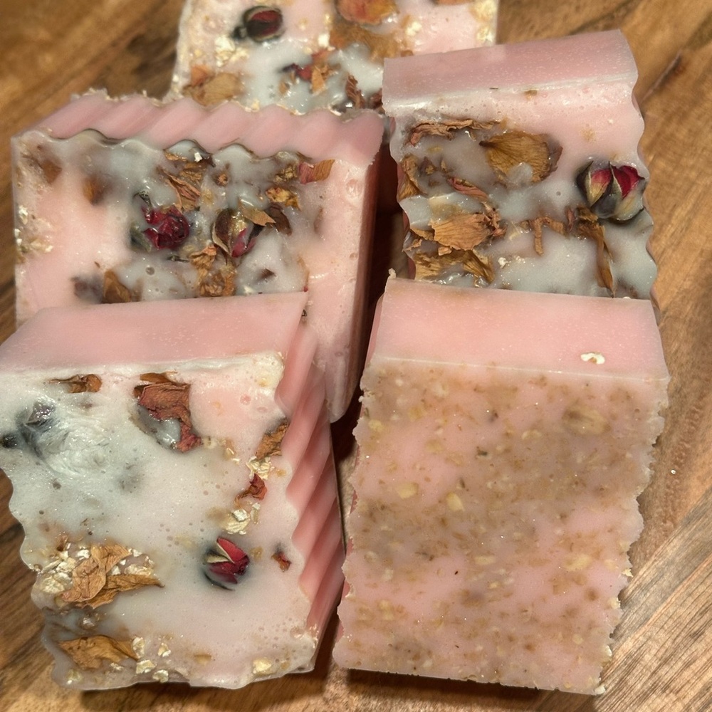 Handcrafted Pink ROSE Floral Soap Bar
